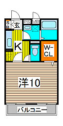 グリーンコート壱番館 1Kの間取図画像