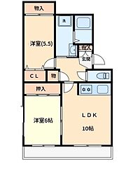 レジデンス原山 2LDKの間取図画像