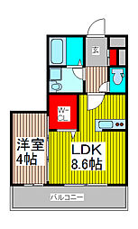 ヴィーブル浦和 1LDKの間取図画像