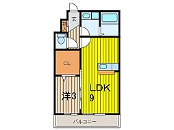 ヴィーブル浦和 1LDKの間取図画像