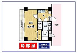 ノルド エスト 204 2階1Kの間取り