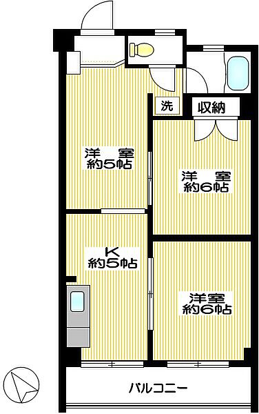 サンライズビル 402｜神奈川県相模原市南区相武台１丁目(賃貸マンション3K・4階・47.53㎡)の写真 その2