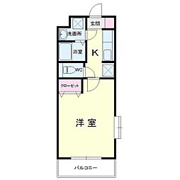 グレイス・ベル 1Kの間取図画像