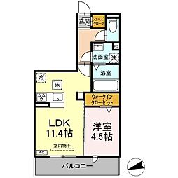 D-Hills佐藤III 1LDKの間取図画像