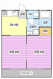 マルキハイツ 2DKの間取図画像