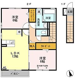 T-cube 2LDKの間取図画像