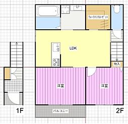La vie 坪井町 2LDKの間取図画像