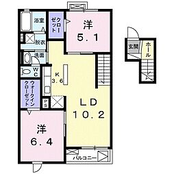 エアリス2 2LDKの間取図画像