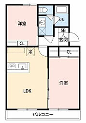 マンションカメリア2 2LDKの間取図画像