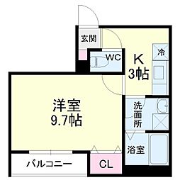 フラット・フォース 1Kの間取図画像