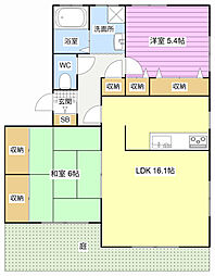 メゾンショコラ 2LDKの間取図画像