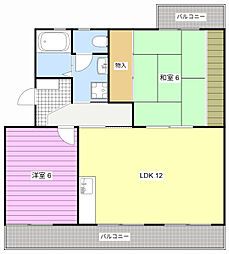 フローラル初生 2LDKの間取図画像