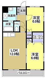 ブライトリー染地台2 2LDKの間取図画像