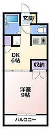 プラザヴィラA 1DKの間取図画像