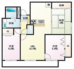 ライフ第5マンション大平台 3LDKの間取図画像