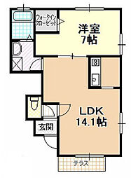 棒屋第五下池ハイツ 1LDKの間取図画像