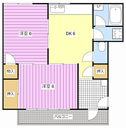 有玉ステーションハイツ2 2DKの間取図画像