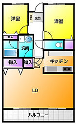 藤和ハイタウン上島 2LDKの間取図画像