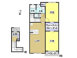 グレースイン細江B 2LDKの間取図画像