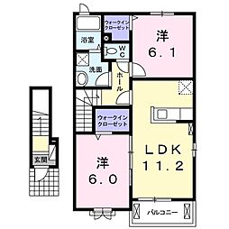 メゾンエンジュ2 2LDKの間取図画像