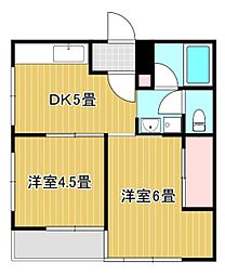 野中第2マンション 2DKの間取図画像