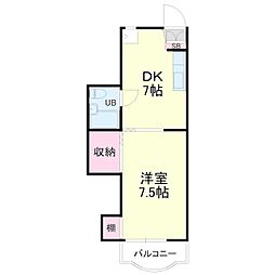 コーポエレガンス 1DKの間取図画像