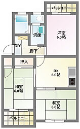 クレーバーマンション 2LDKの間取図画像