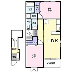 ピアン・ピアーノ 2LDKの間取図画像