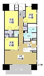 ル・シェモア利町 3LDKの間取図画像
