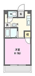 ヴァン・クール 1Kの間取図画像