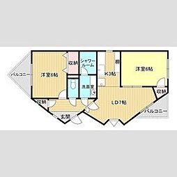 エヴァ・グリーン 2LDKの間取図画像