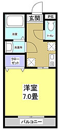 カモミール 1Kの間取図画像
