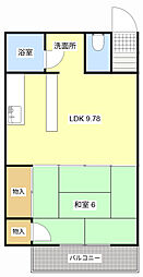 高塚ハイツ 1LDKの間取図画像