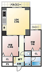 サザンストリート 2LDKの間取図画像