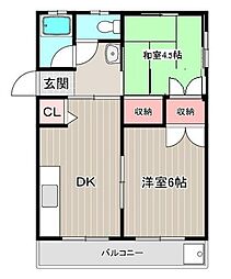 井ノ上ハイツ 2DKの間取図画像