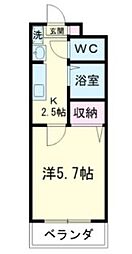 リエス上島B館 1Kの間取図画像
