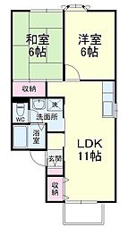 セジュールヴィルB 2LDKの間取図画像