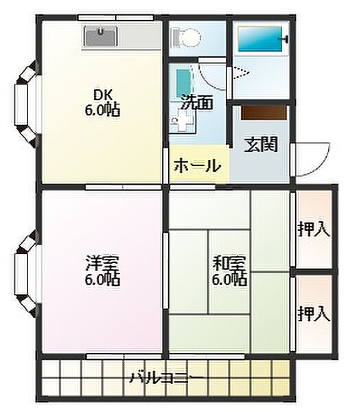 ドエル富塚B 101｜静岡県浜松市中央区富塚町(賃貸アパート2DK・1階・42.48㎡)の写真 その2