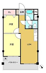 ニチモ日吉第5コーポラス 2LDKの間取図画像