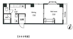 アーバン羽根木 1DKの間取図画像