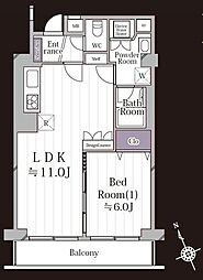 六高台サンハイツB棟 1LDKの間取図画像