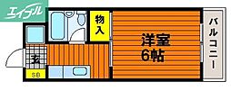 シャルム岡本 1Kの間取図画像