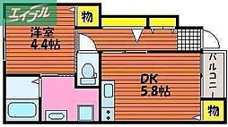 アムール雅 1DKの間取図画像