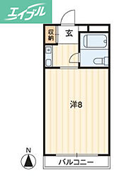アルファ清心町1 1Kの間取図画像