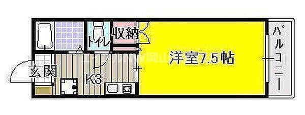 セントフォレスト伊島 ｜岡山県岡山市北区伊島町3丁目(賃貸マンション1K・3階・23.40㎡)の写真 その2