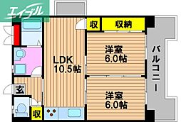 グリーンハイツ津島 2LDKの間取図画像