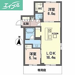 レーベンエイトII 2LDKの間取図画像