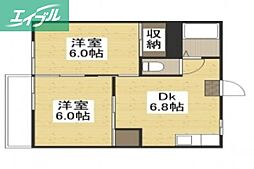 フォーブル望月A 2DKの間取図画像