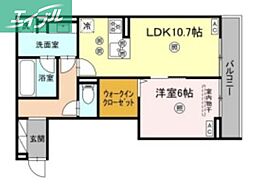 Luveria 1LDKの間取図画像