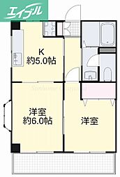フローリス横井 2DKの間取図画像